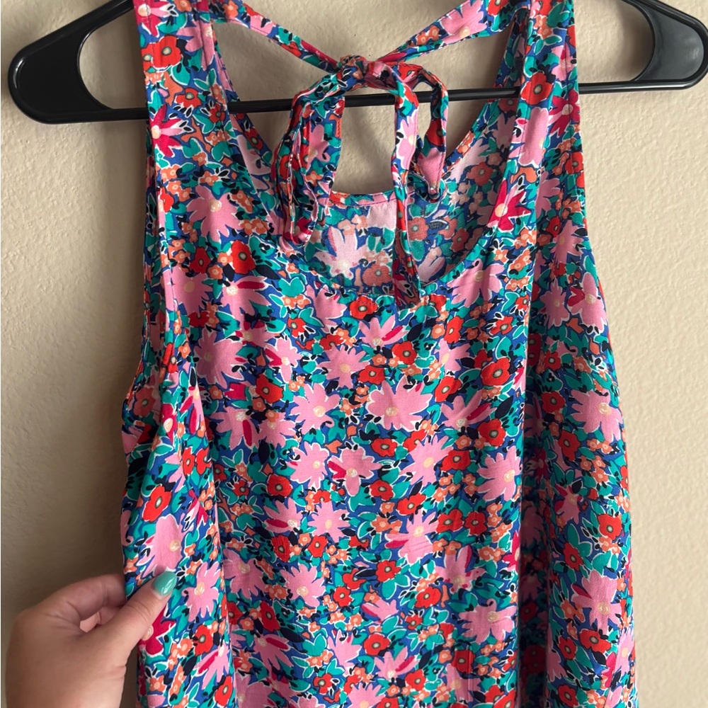 LOFT Daisy Tie-Back Flounce Dress | Size Medium Petite - Picture 3 of 9